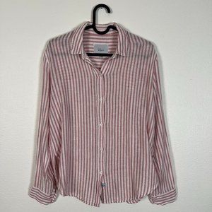 Rails Womens Pink White Striped Button Up Shirt Long Sleeve Collared Size XS